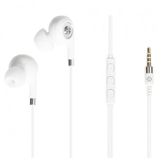 TekYa T-Buds Earbuds with 3.5mm Jack and In-Line Mic and Controls (White)