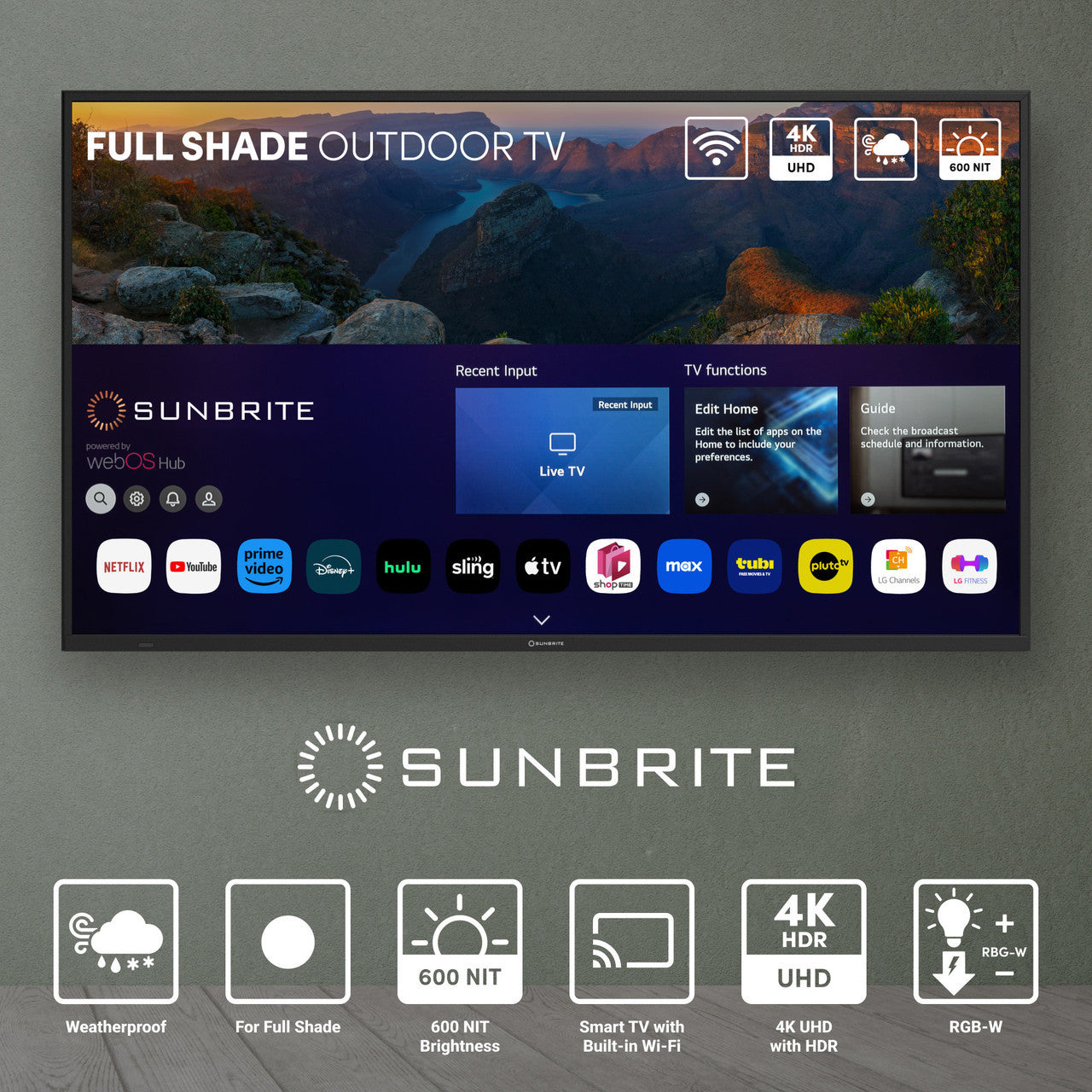 65" Veranda 4 Series - Smart Outdoor TV - Full Shade - 4K UHD HDR SB-V4-65-BL