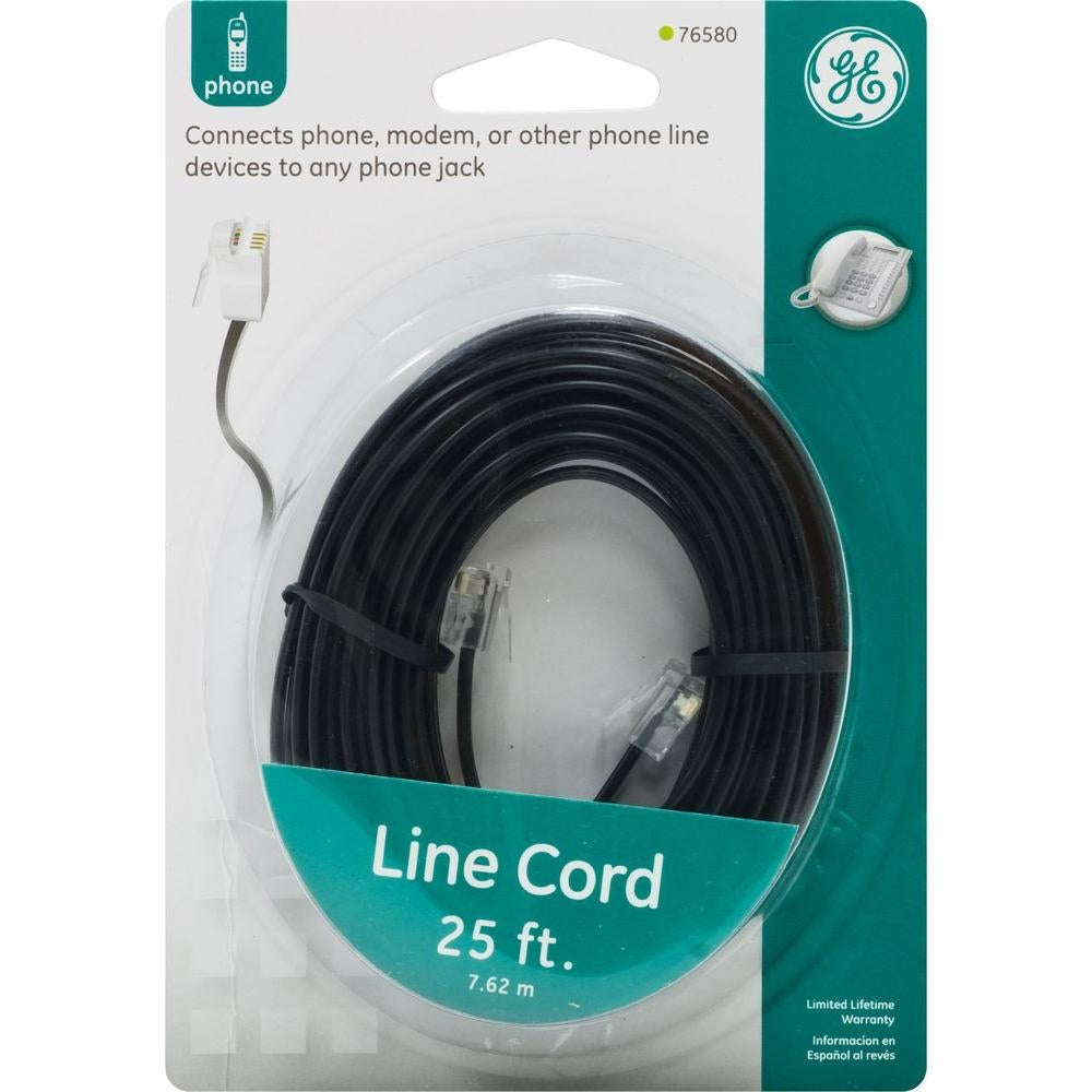 GE Phone Line Cord 25ft (Black)