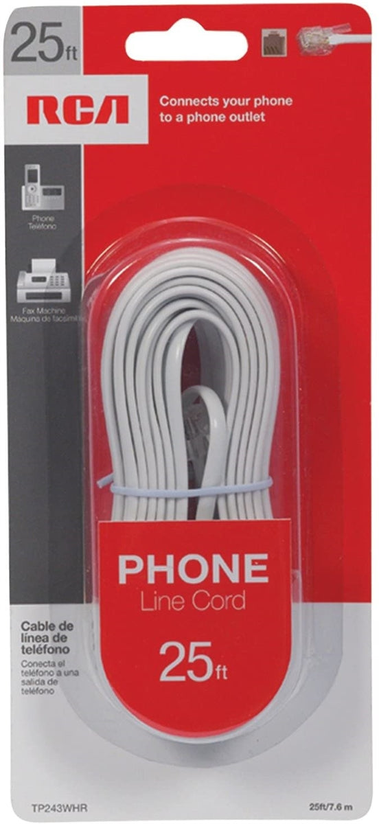 RCA Phone Line Cord 25ft (White)