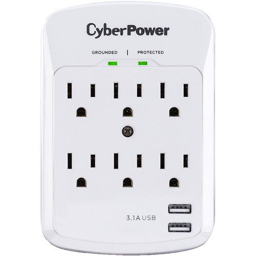 CyberPower P600WU 6-Outlet Surge Protector + USB Wall Tap