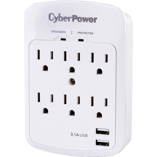 CyberPower P600WU 6-Outlet Surge Protector + USB Wall Tap