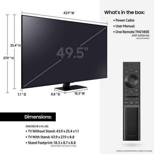 Samsung Q80A 50" Class QLED 4K UHD HDR Smart TV (2021)