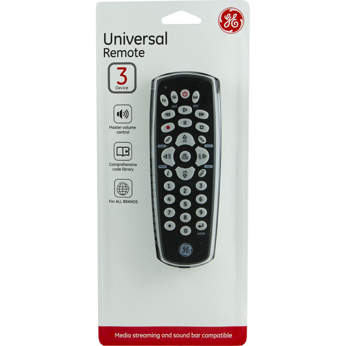 GE 34456 3-Device Universal Remote, Black