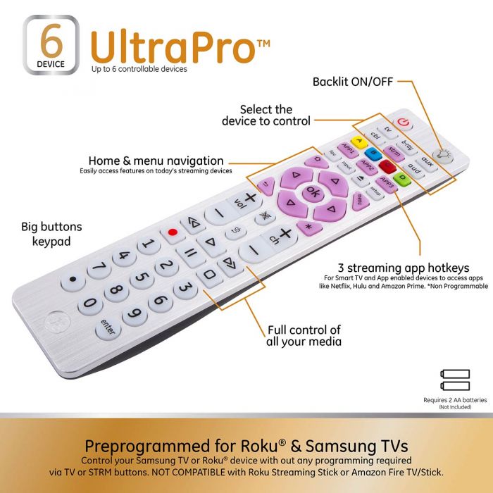 GE 37038 6-Device Streaming Universal Remote
