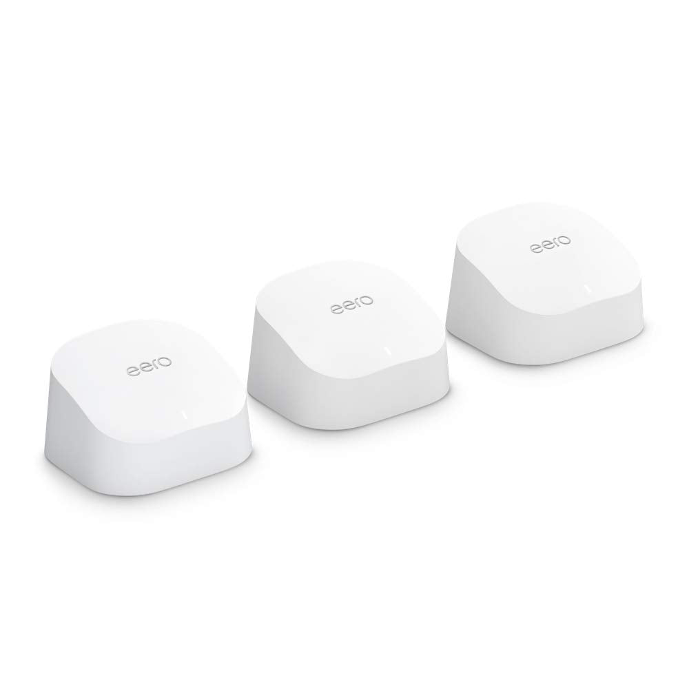 eero 6 AX1800 Wi-Fi 6 Dual-Band Gigabit Mesh System (3 Pack) (1 Router, 2 Extenders)