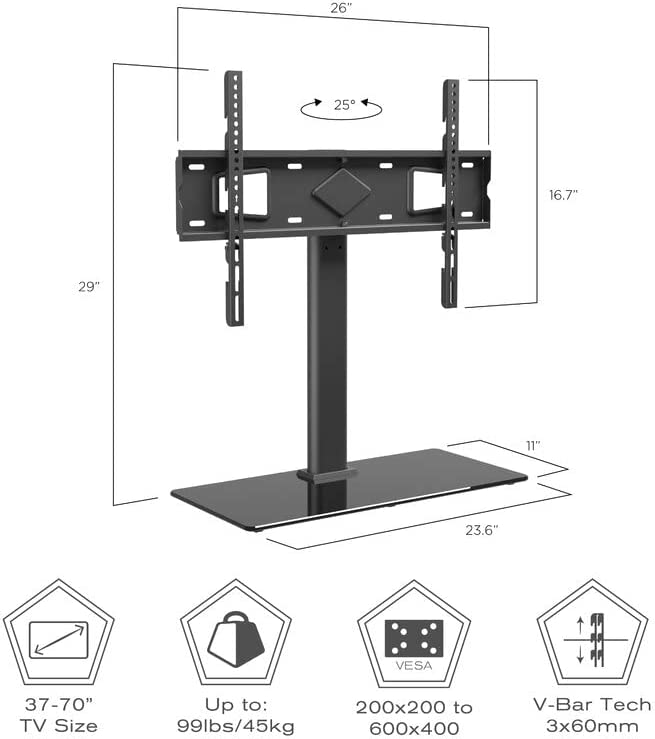 ProMounts AMSA6401-02 37-Inch to 70-Inch Large Tabletop TV Stand Mount with Swivel