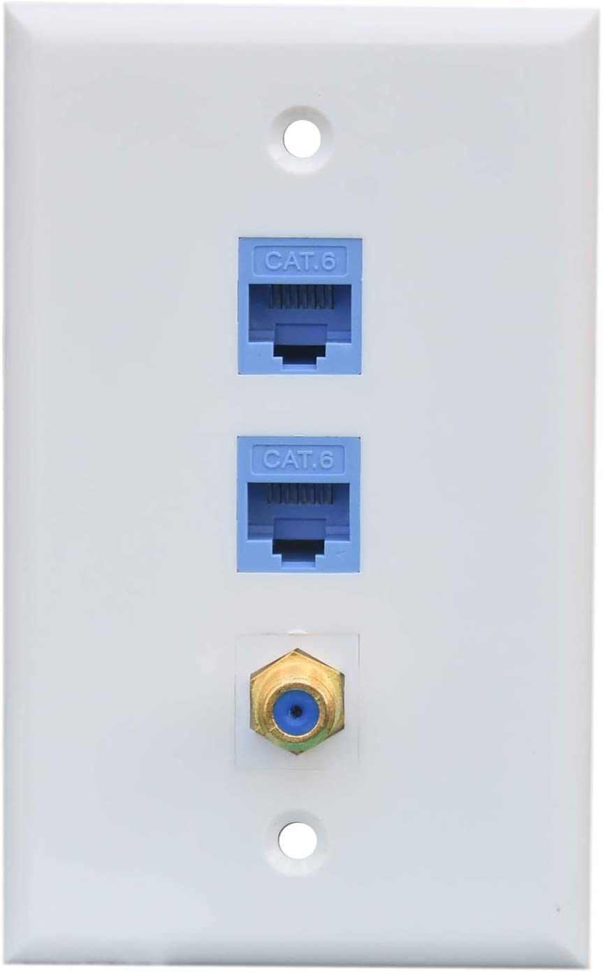 BUPLDET Ethernet x 2 and  Coax x 1 Wall Plate