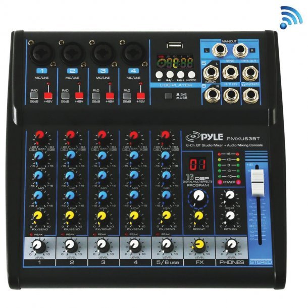 Pyle Bluetooth Pro Audio DJ Sound Mixer (6 Channels)