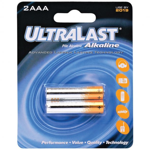 Ultralast ULA2AAA AAA Alkaline Batteries, 2 pk