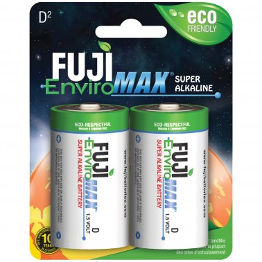 EnviroMax™ D Super Alkaline Batteries, 2 pk