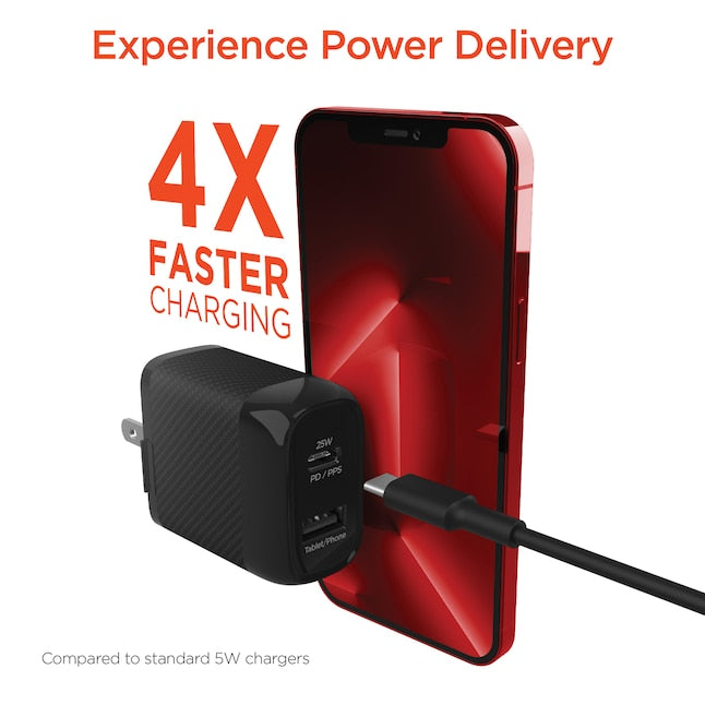 HyperGear 25 Watt Power Delivery USB-C®/USB-A Wall Charger