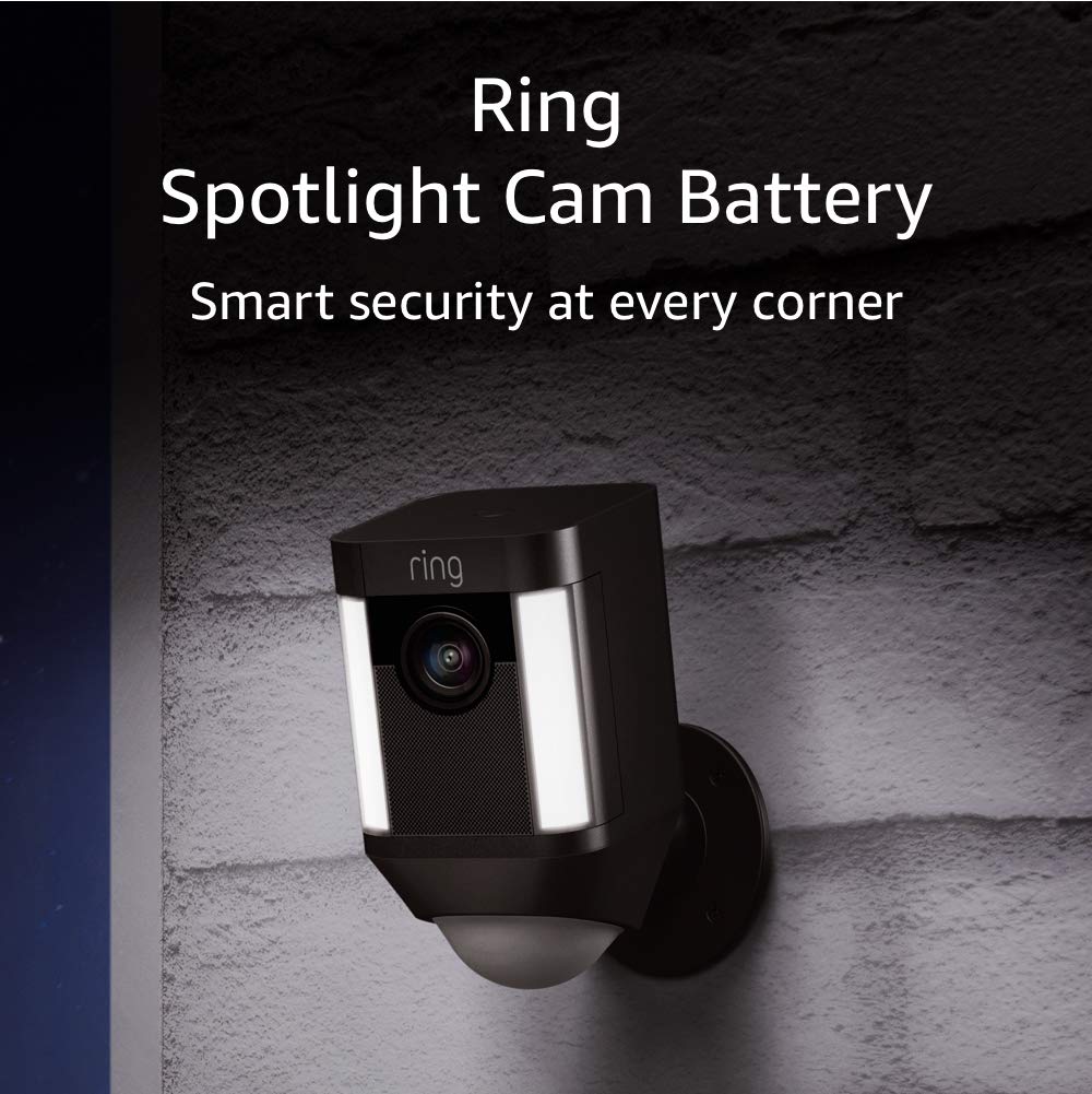 Ring Spotlight Cam Battery Edition HD Security Camera with Built Two-Way Talk and a Siren Alarm, Works with Alexa - Black