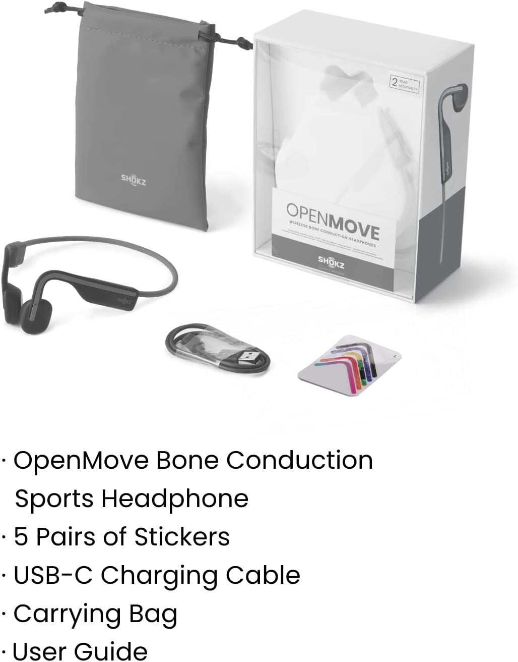 Shokz OpenMove Bone-Conduction Open-Ear Sport Headphones with Microphone