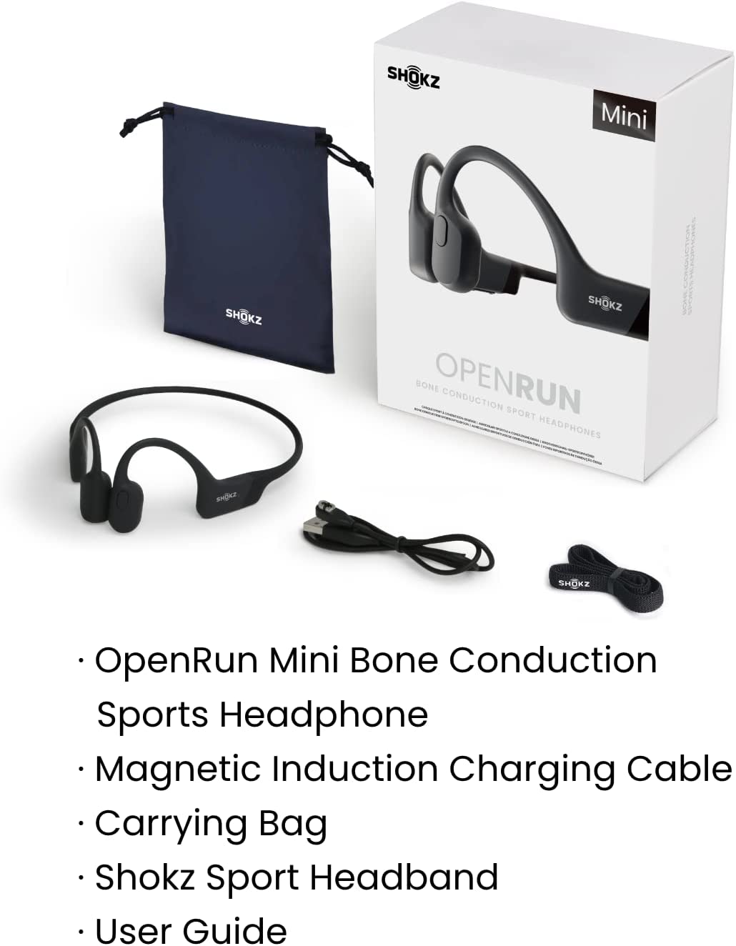 Shokz OpenRun Mini Bone-Conduction Open-Ear Sport Headphones with Microphones