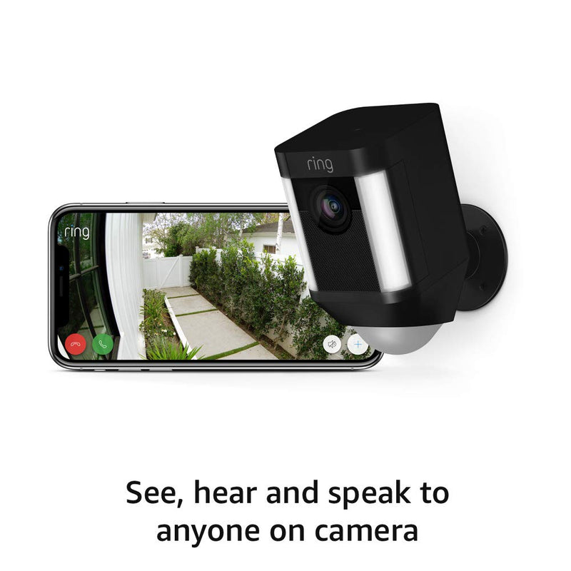 Ring Spotlight Cam Battery Edition HD Security Camera with Built Two-Way Talk and a Siren Alarm, Works with Alexa - Black