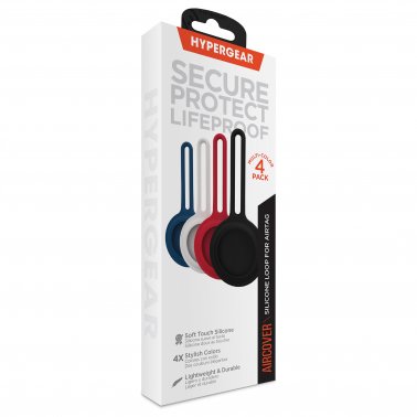 HyperGear AirCover Silicone Loops for Apple® AirTag™ RFID Tags, Multicolor 4 Pack