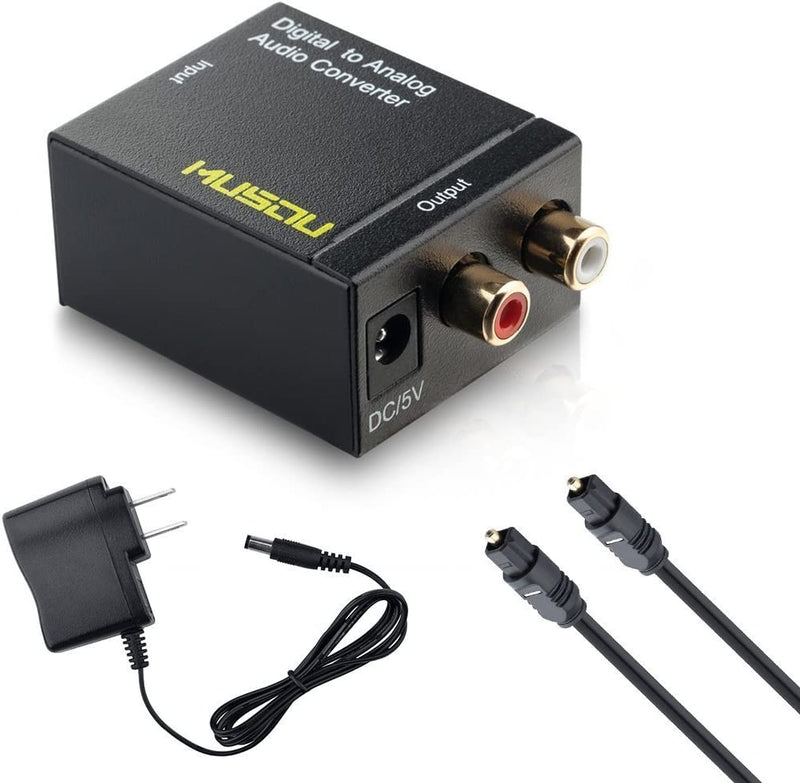 Musou Digital Optical Coax to Analog RCA Audio Converter Adapter with Fiber Optical Cable
