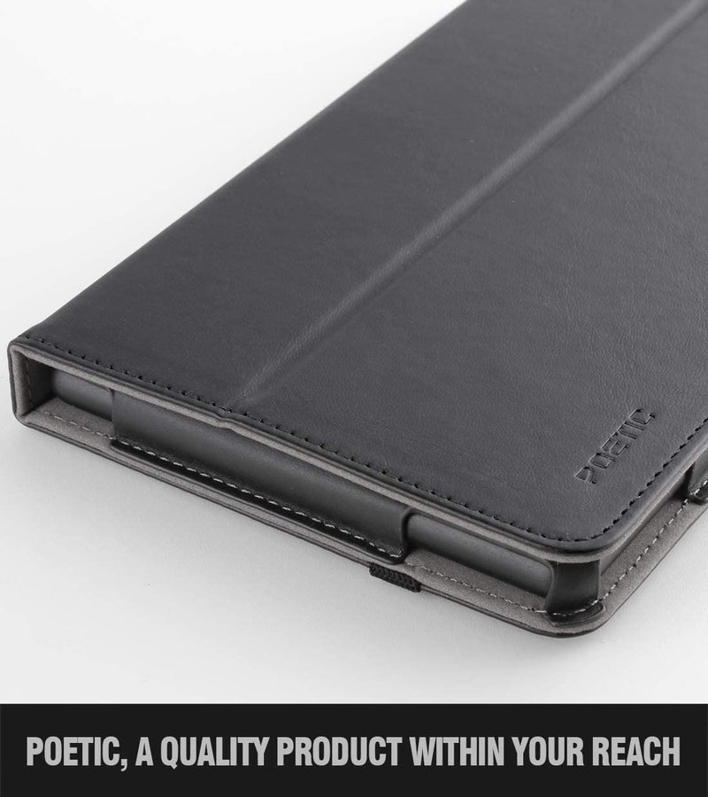 Poetic All-New Fire 7 Tablet Case (8th/9th Gen, 2019 Release), Premium Slim Synthetic Leather Flip Stand Cover, Magnetic Closure, Black
