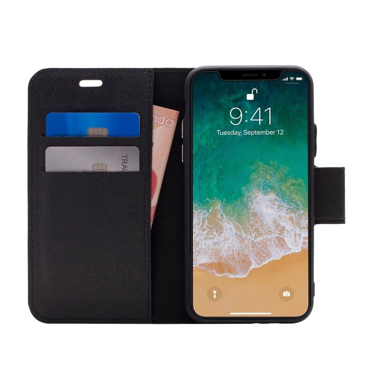 CaseCo Inc. Detachable RFID Magnetic Wallet Folio Case for iPhone X (Black/Grey)