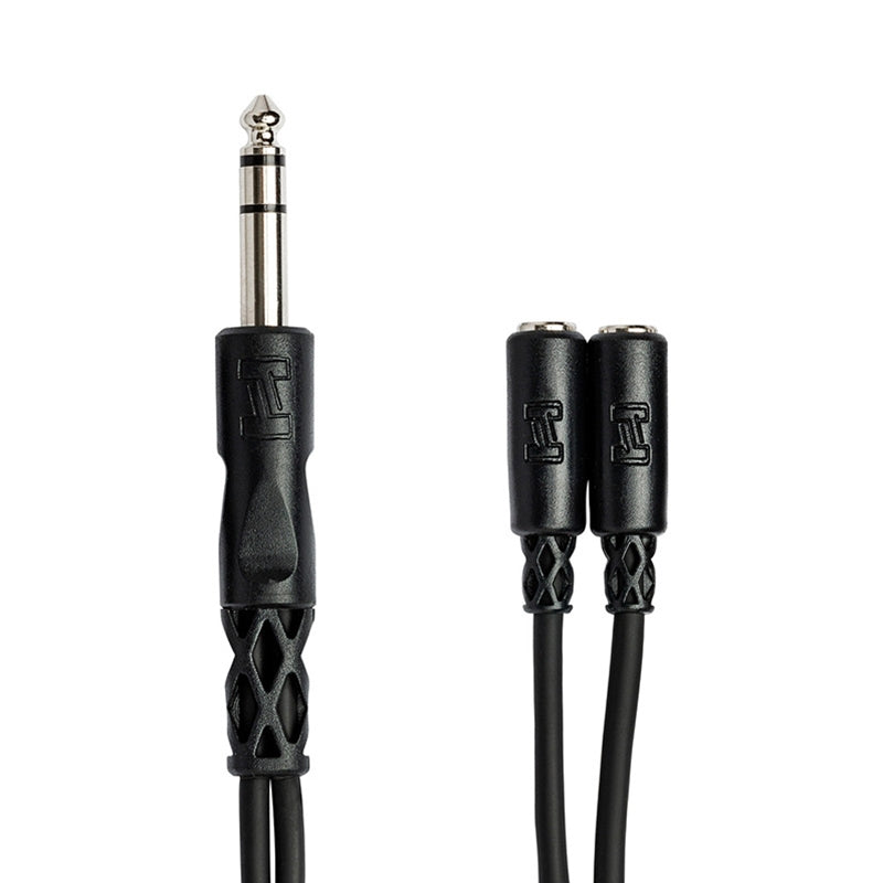 Hosa Technology 1/4" Stereo Male to 2 3.5mm Stereo Female Y Cable (6")