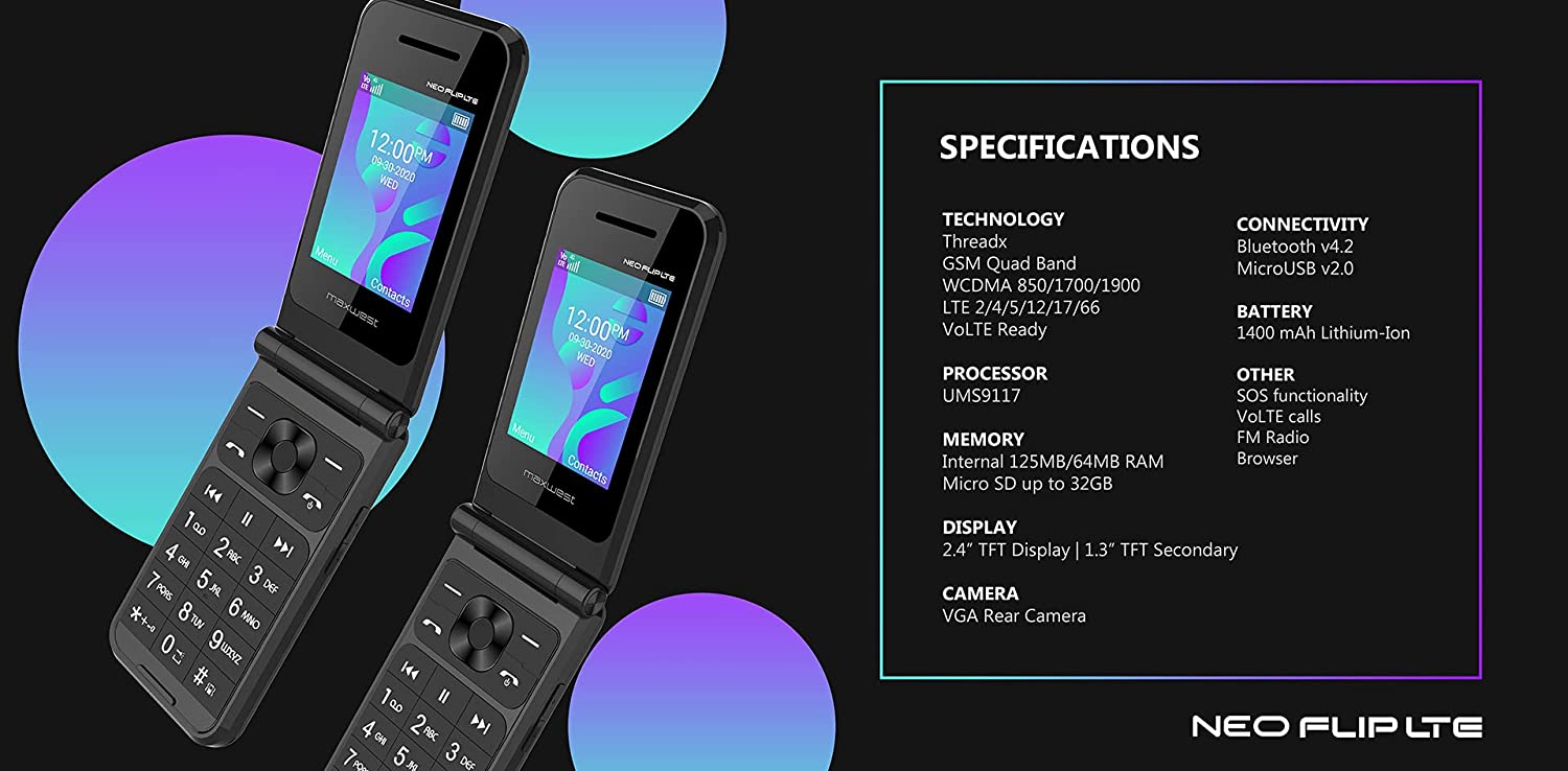Maxwest Neo Flip LTE 4G Flip Phone