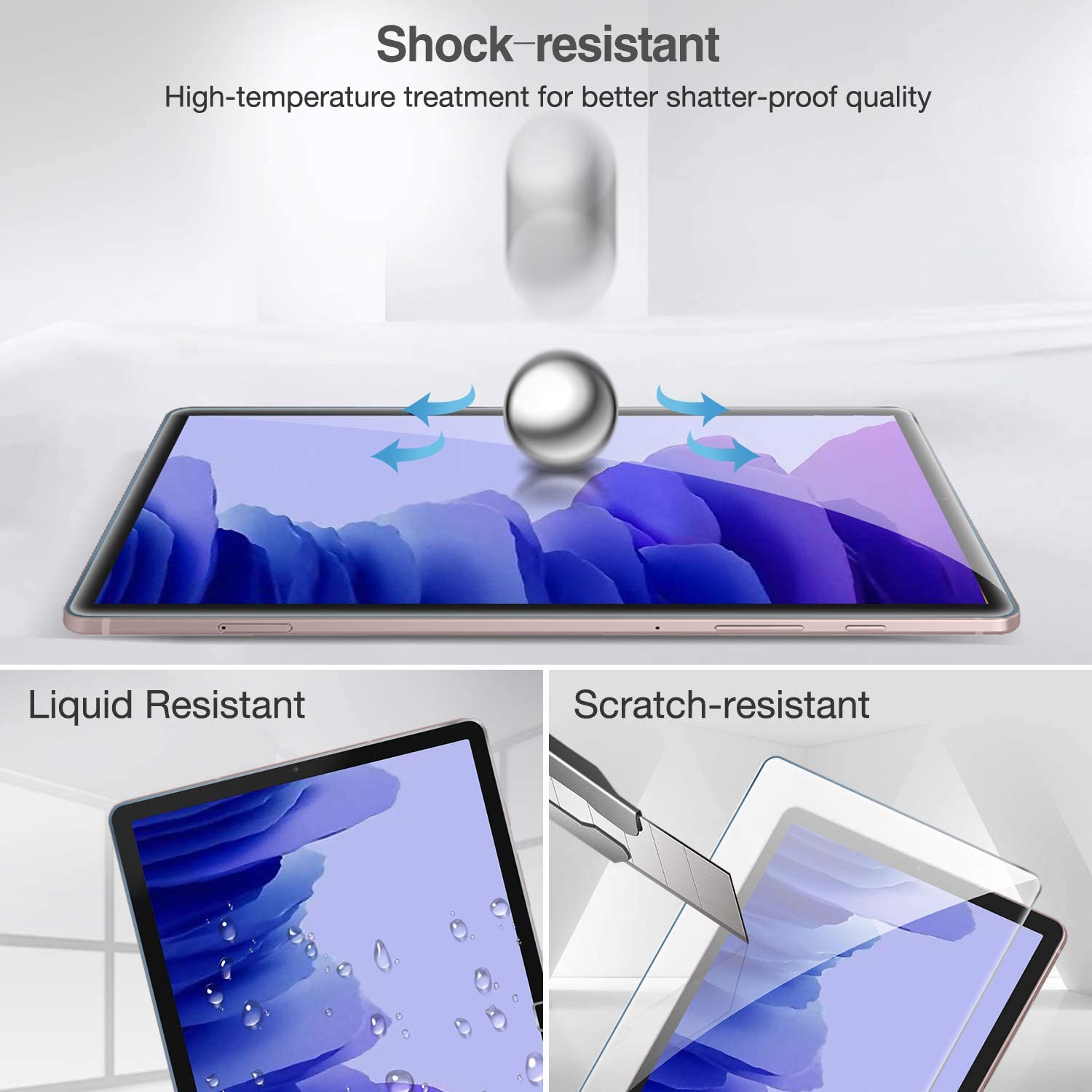 ProCase [2 Pack] Tempered Glass Screen Film Guard Screen Protector for Samsung Galaxy Tab A7 10.4" 2020 [T500] - Clear
