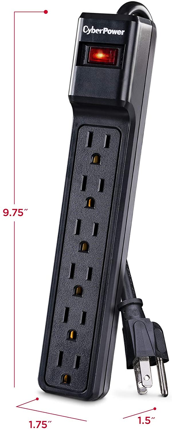 CyberPower CSB604 6-Outlet Essential Surge Protector with 4ft Power Cord