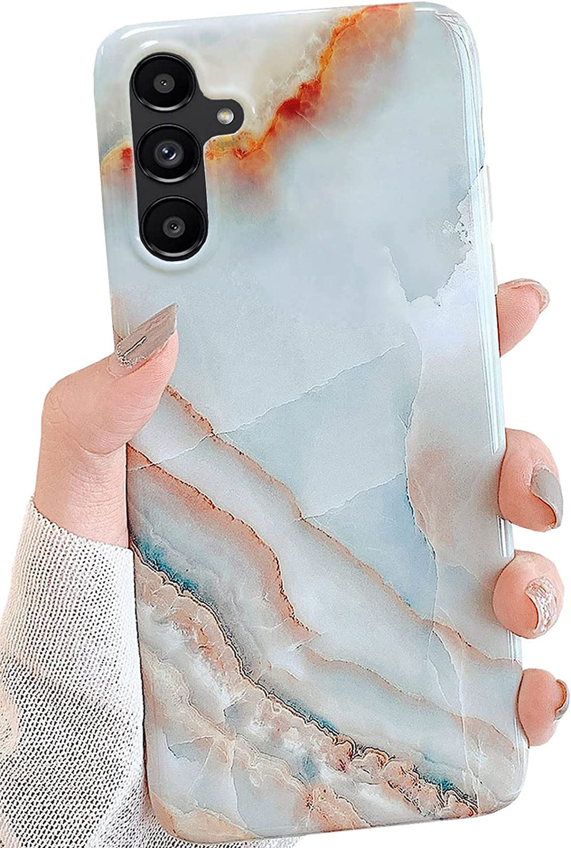 J.west Samsung Galaxy A13 5G Case 6.5-inch, Grey Marble Print Pattern Design Cute Graphics Stone Slim Protective Sturdy Women Girls Soft Silicone Phone Cases