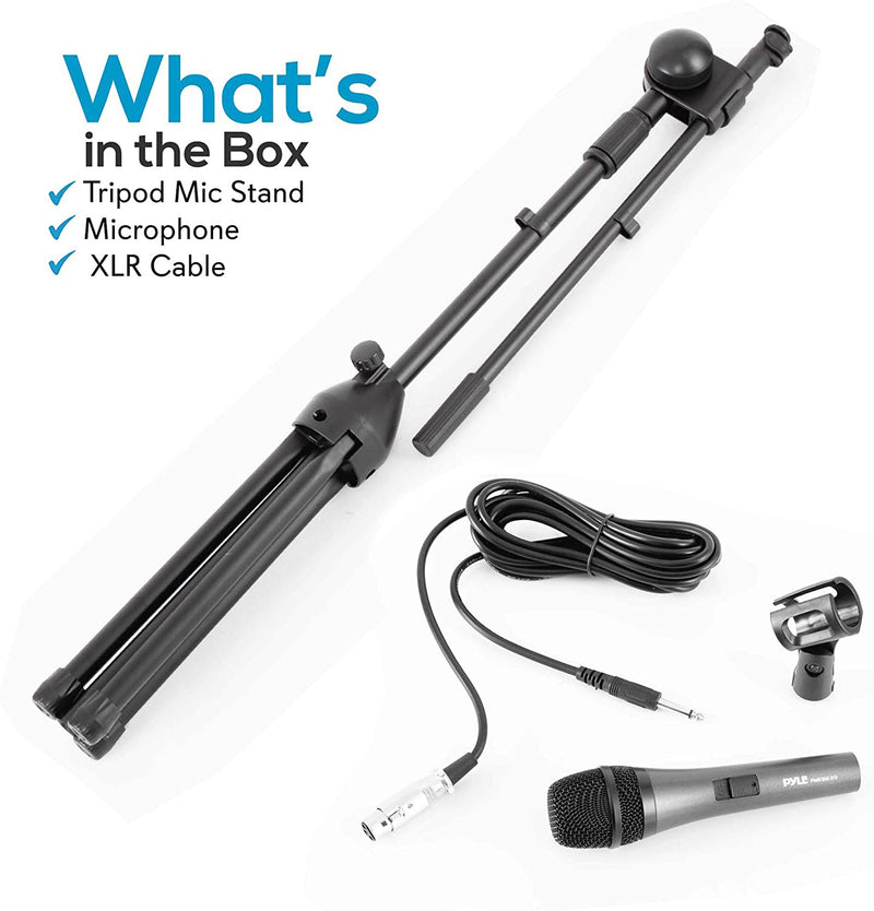 Pyle Microphone & Tripod Stand with Extending Boom & Microphone Cable Package