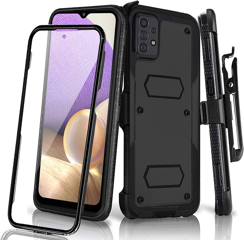 Samsung Galaxy A32 5G with Swivel Belt Clip, Built-in Screen Protector Heavy Duty Full Body Protection Shockproof Kickstand Cover for Outdoor Sports