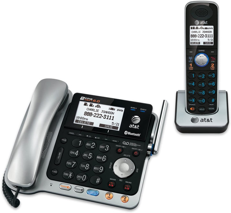 AT&T TL86109 Connect to Cell 2-Line Corded/Cordless Answering System with Dial-in-Base Speakerphone