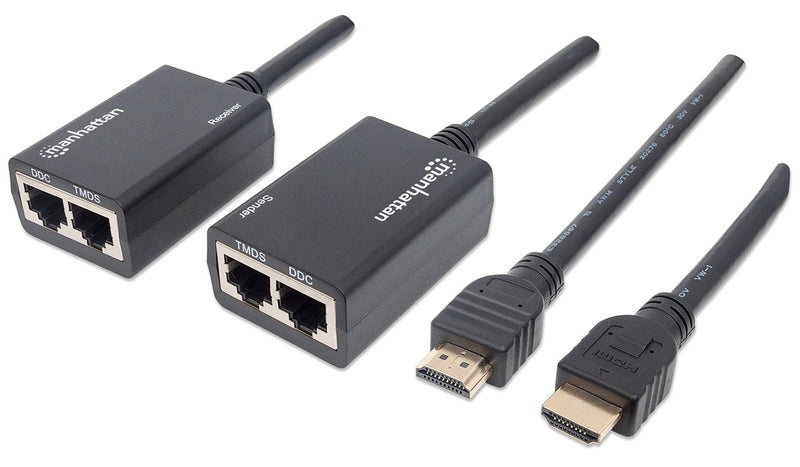 Manhattan 1080p HDMI over Ethernet Extender with Integrated Cables