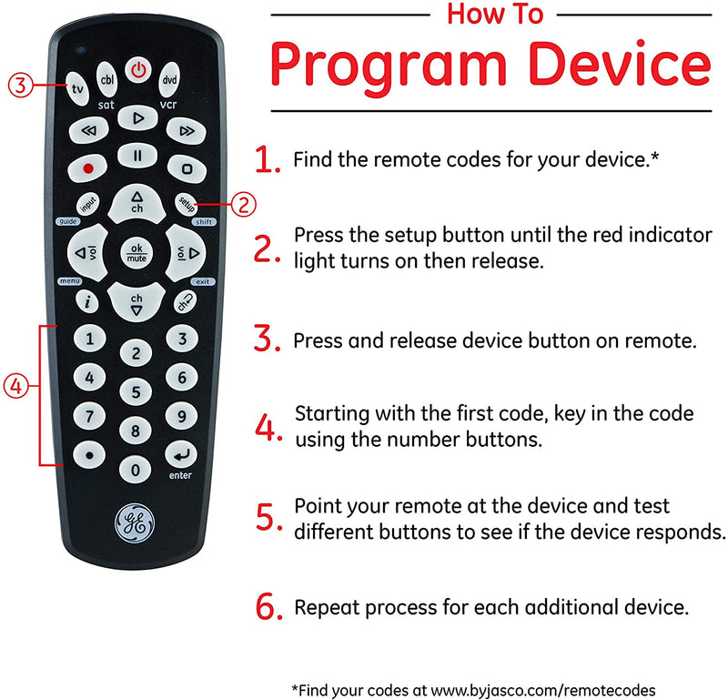 GE 34456 3-Device Universal Remote, Black