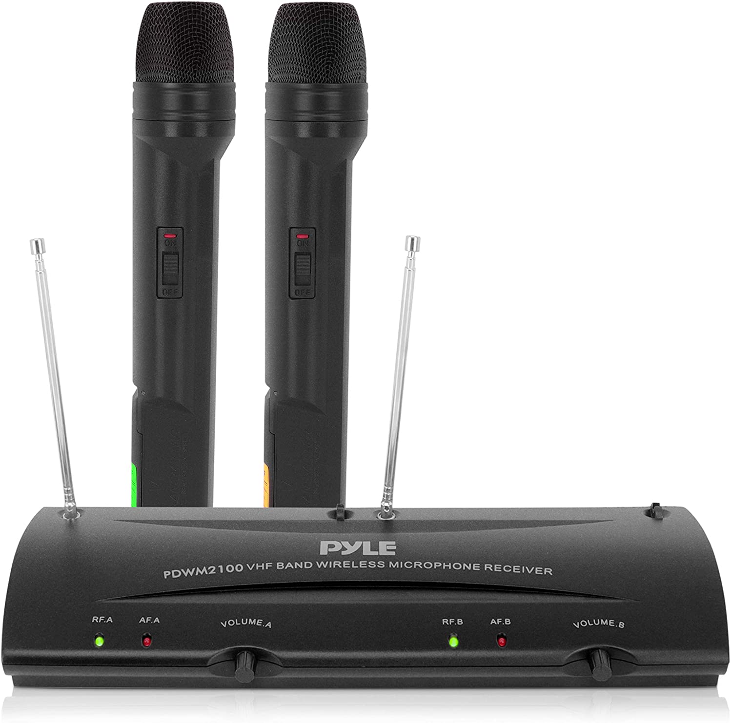 Pyle PDWM2100 Dual Channel VHF Professional Wireless Microphone System Set