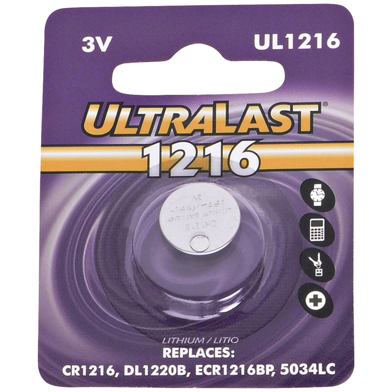 Ultralast 3V UL1216 Lithium Coin Cell Battery