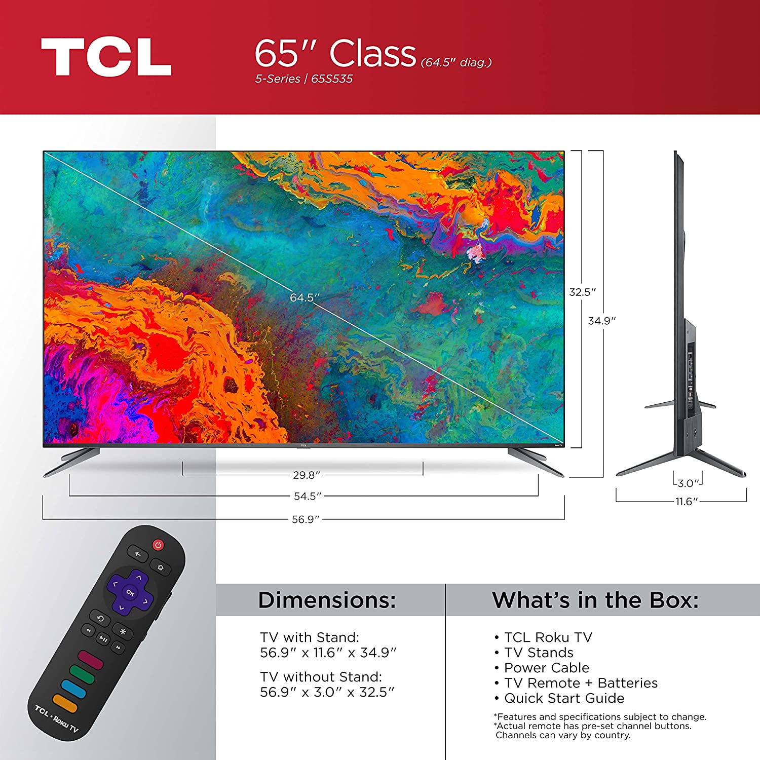 TCL 65S535 65" 4K UHD QLED Smart TV