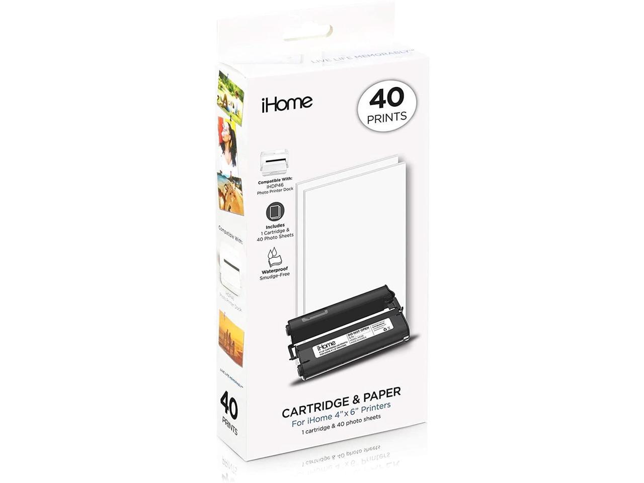 iHome 4-Inch x 6-Inch Ink + Paper Refill Cartridge, 40 Prints