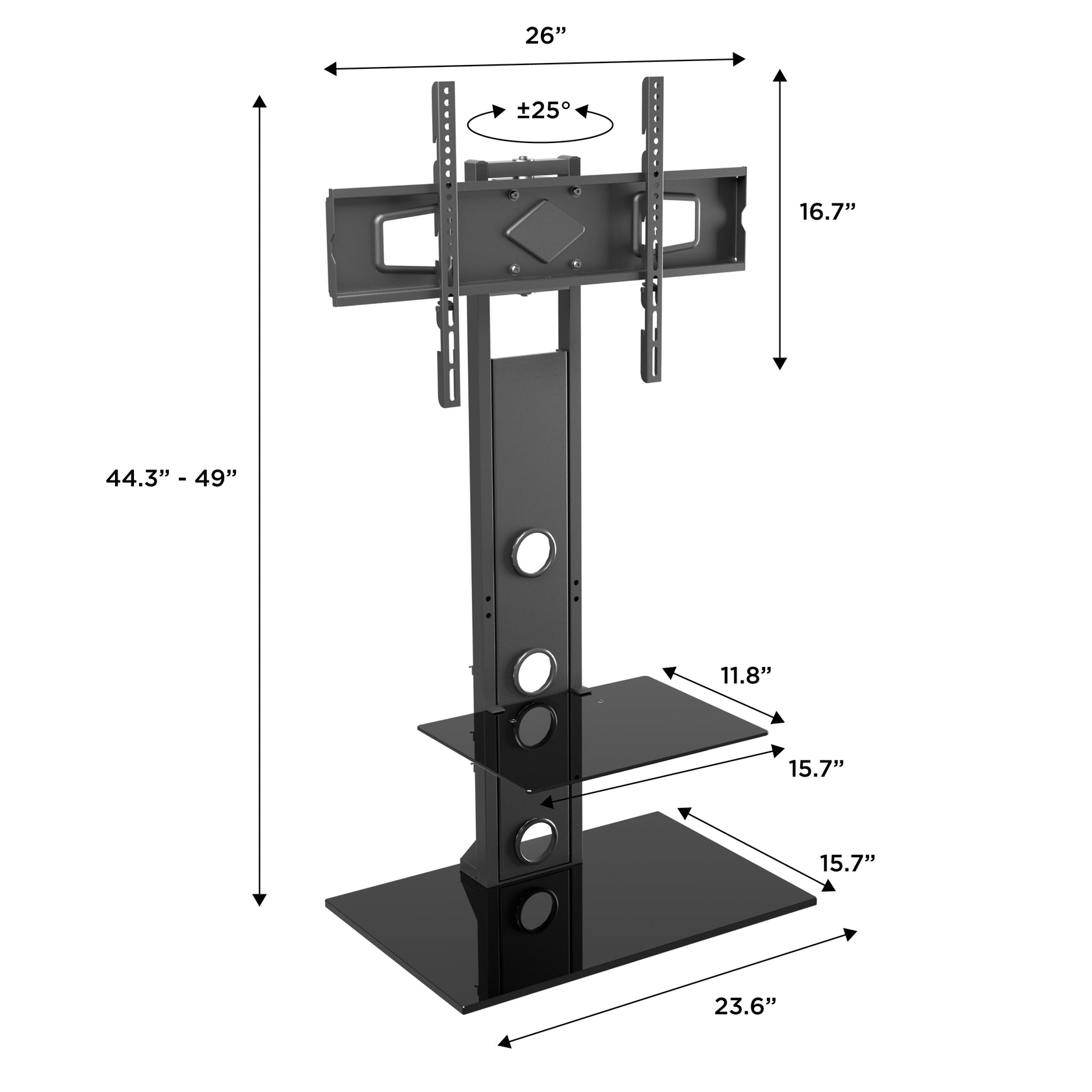 ProMounts ATMSS6401-02 37" to 70" Swivel TV Stand Mount With Shelves