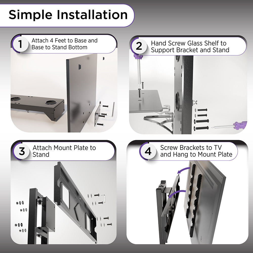 ProMounts ATMSS6401-02 37" to 70" Swivel TV Stand Mount With Shelves