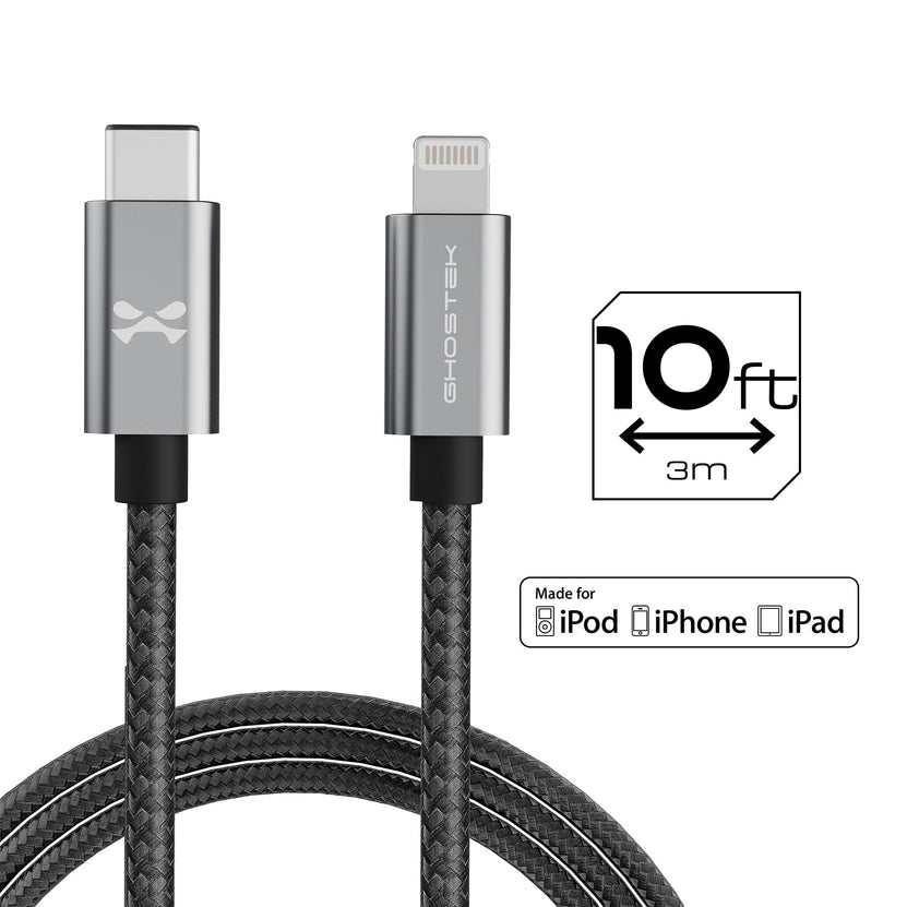 Ghostek NRGline Lightning to USB-C 10ft Cable (Black)