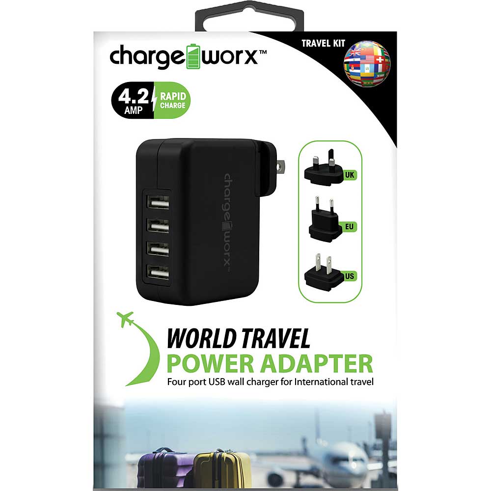 Chargeworx World Travel Power Adapter (Black)