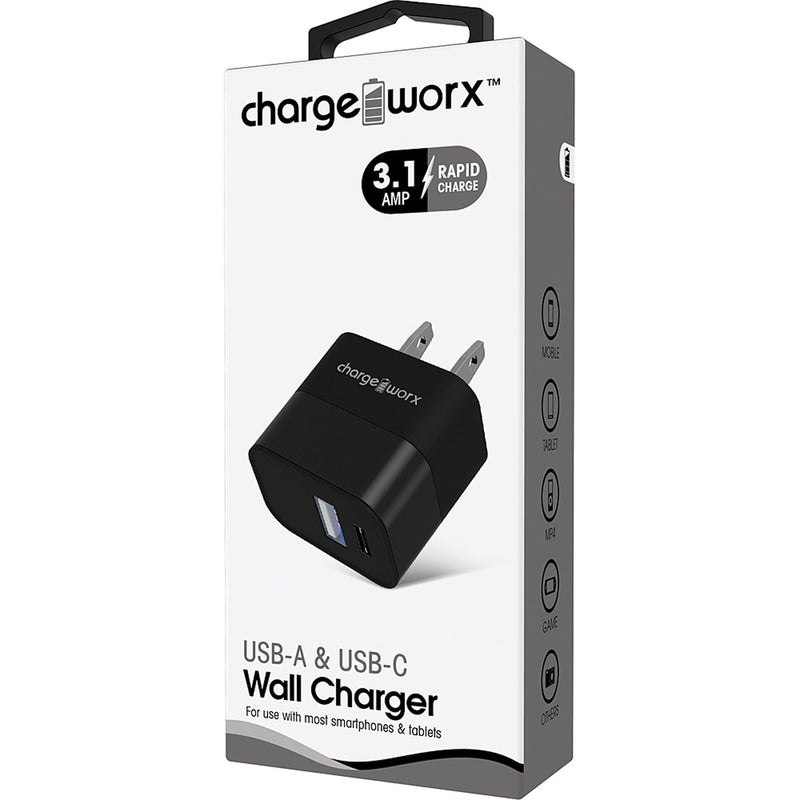 ChargeWorx 3.1A Dual USB & USB-C Wall Charger