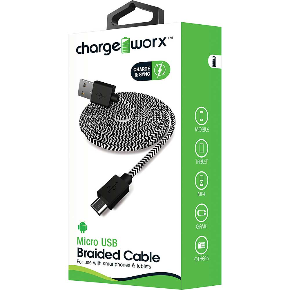 Chargeworx 3ft Micro-USB Braided Sync & Charge Cable