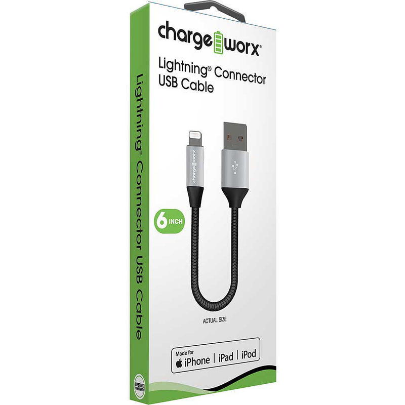 Chargeworx 6in Lightning Connector USB Cable