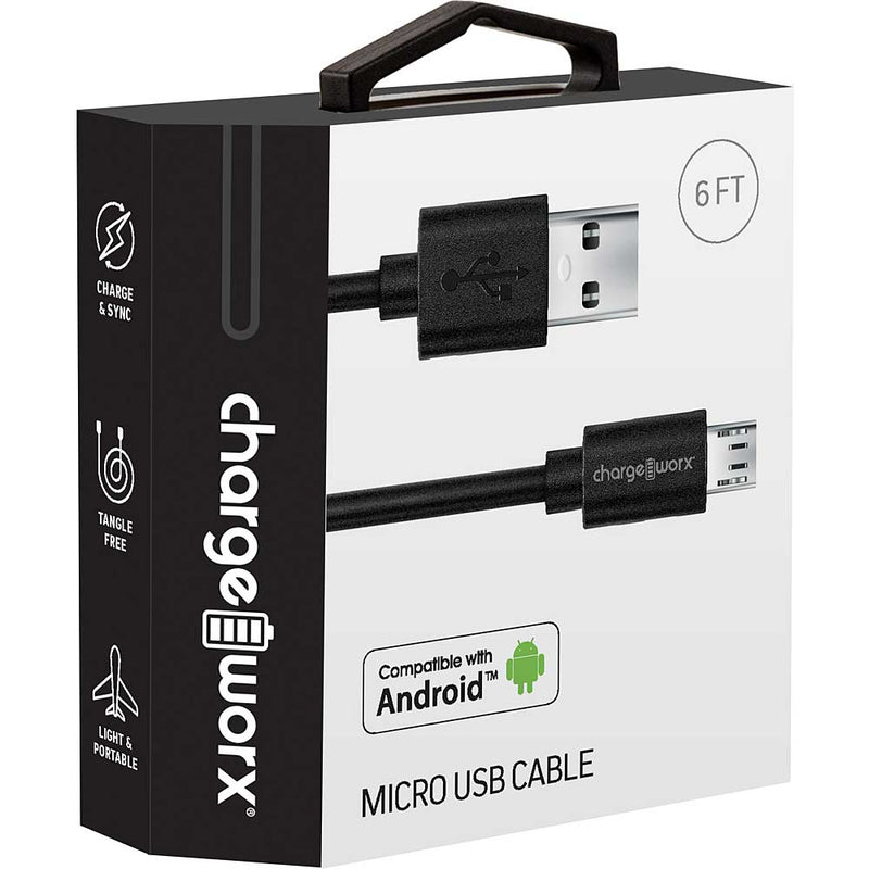 Chargeworx 6ft Micro USB Cable (Black)