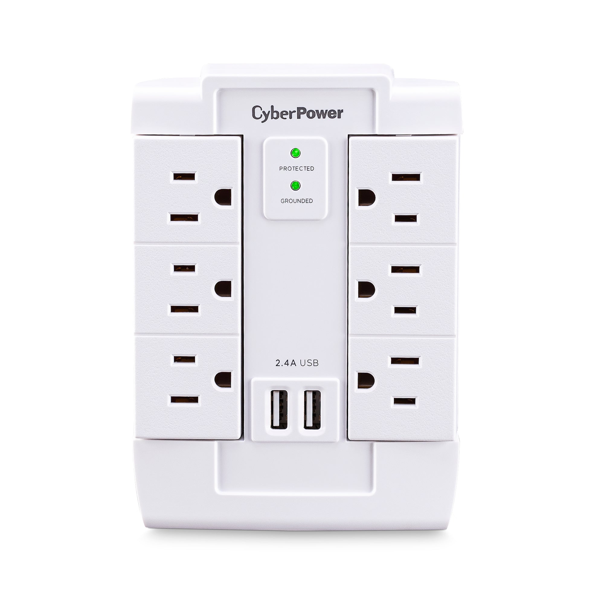 CyberPower P600WSURC1 Home Office Surge-Protector Swivel Wall Tap with 2 USB Ports