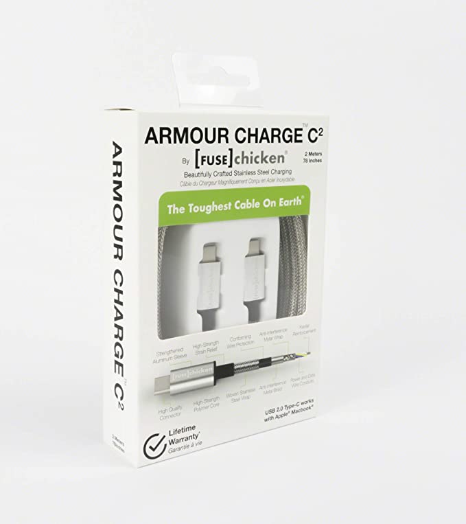 Fuse Chicken Armour Charge 6ft USB-C to USB-C (Silver)