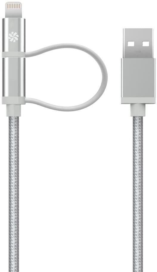 Kanex 4ft Micro-USB ChargeSync Cable with Lightning Connector Adapter (Silver)