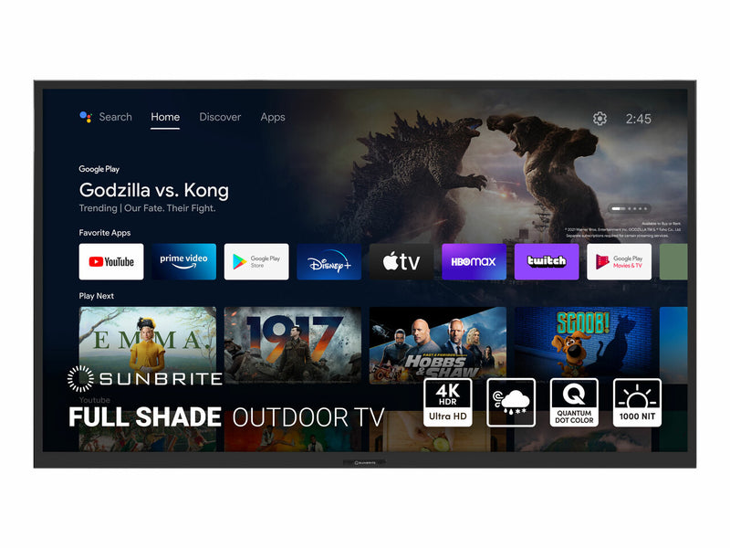 SunBrite 75" Veranda 3 Series - Outdoor Smart TV - Full-Shade - 4K UHD HDR (Special Order)